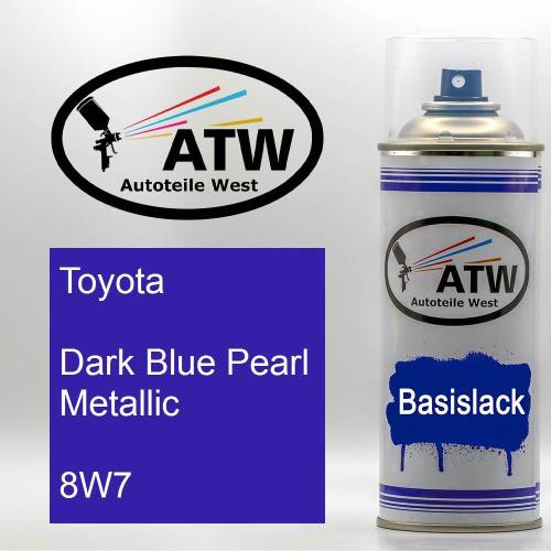 Toyota, Dark Blue Pearl Metallic, 8W7: 400ml Sprühdose, von ATW Autoteile West.